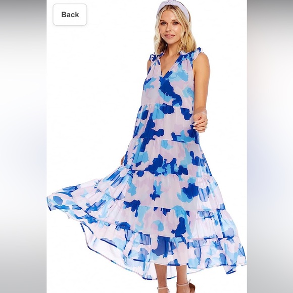 Mud Pie Indy V-Neck Midi Dress L - Picture 4 of 7